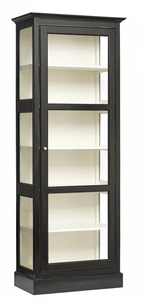Nordal  CLASSIC vitrineskab i sort træ - 212x84 cm.