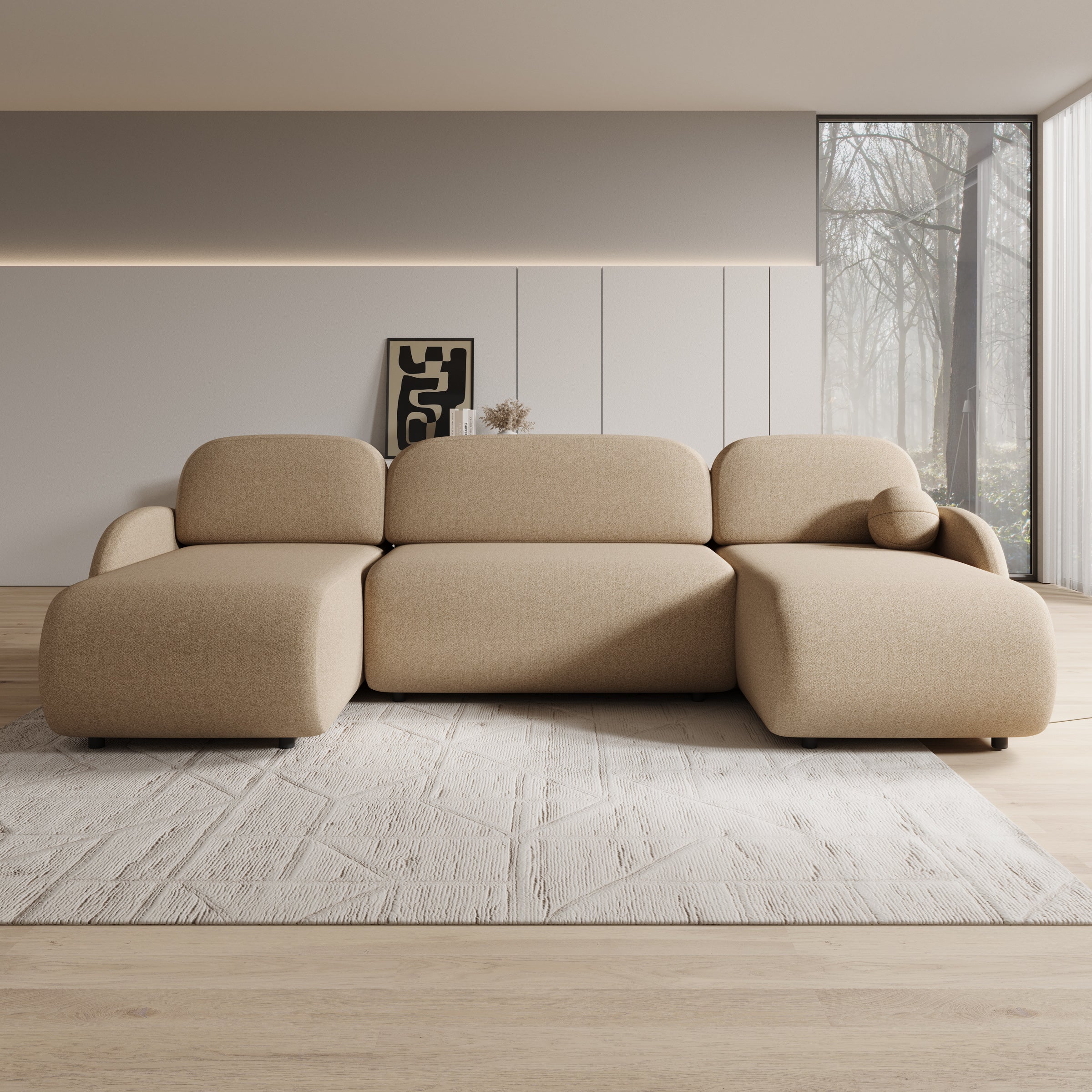 Dorado XL - Hoekbank 4-zits met chaise longue - Universeel - Stof beige