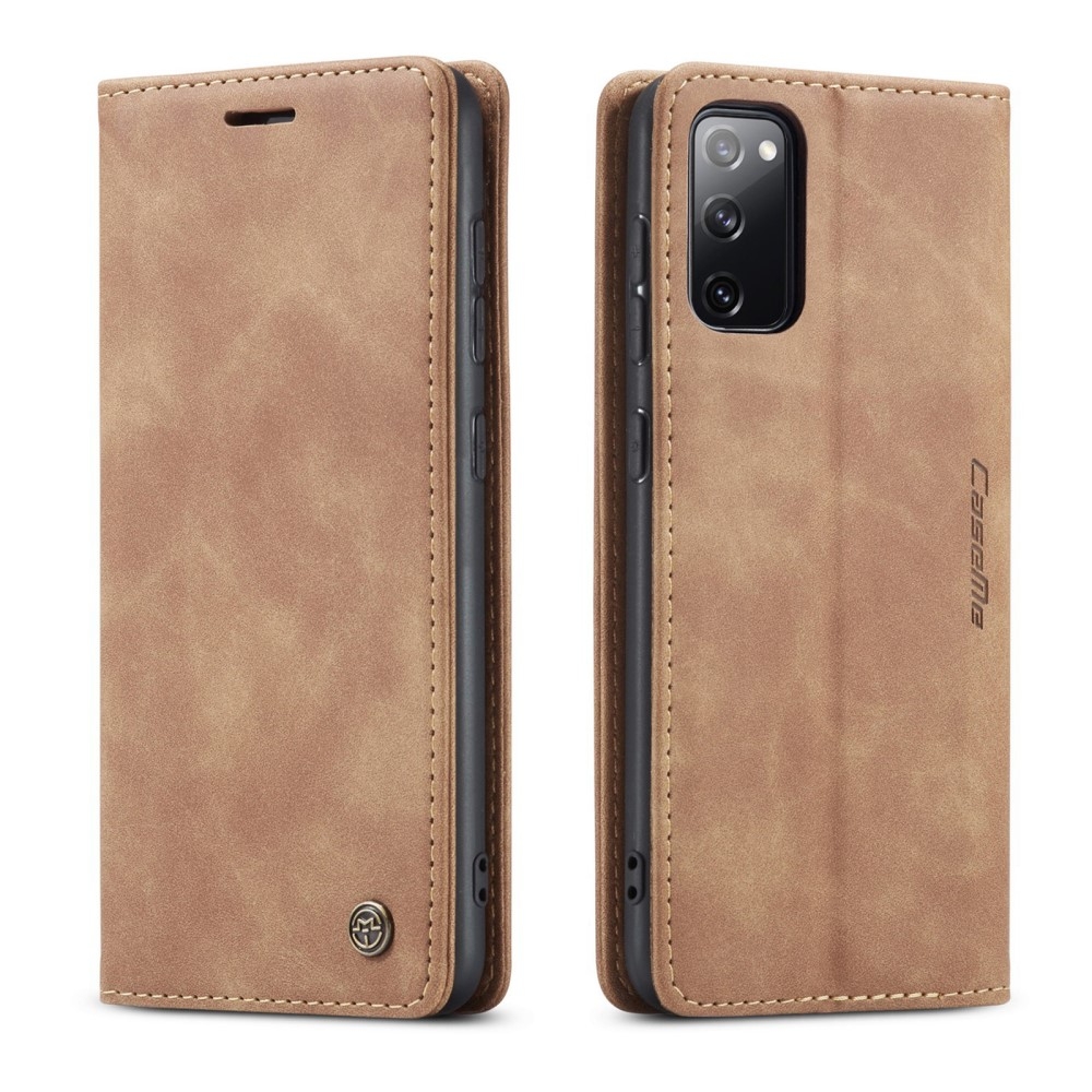 Samsung Galaxy S20 FE / S20 FE 5G Leder Tasche Flip Wallet Etui mit Kartenfächern - Hellbraun