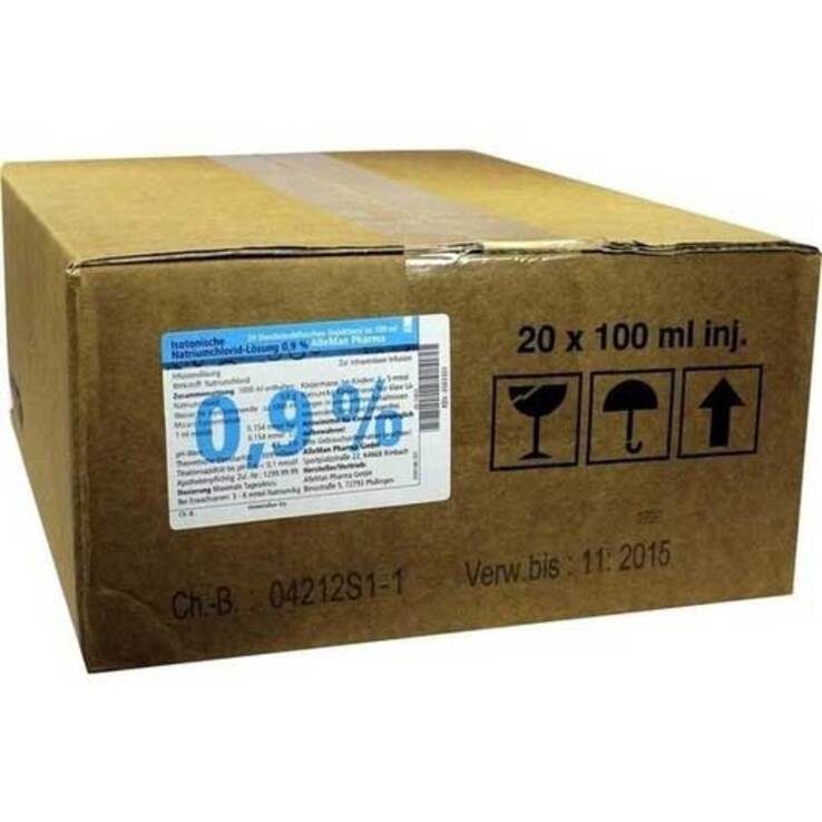 Kochsalzlösung 0,9% zur Injektion in Glasflaschen, 20X100 ml