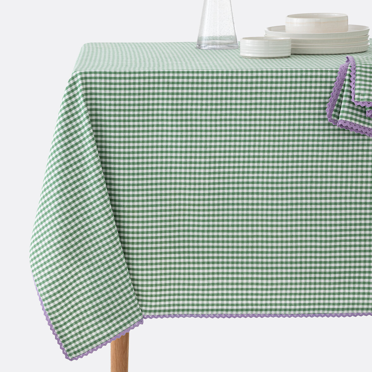 LA REDOUTE INTERIEURS<br>Toalha de mesa com estampa vichy, tingida em algodão/linho tecido Trattoria