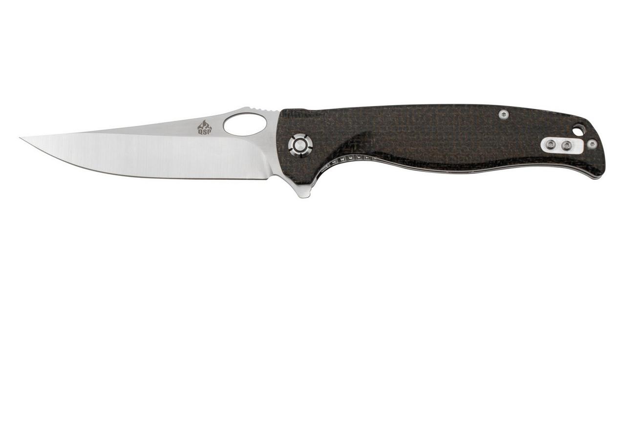 QSP Knife Gavial, QS126-D1 Satin D2, Dark Brown Micarta zakmes