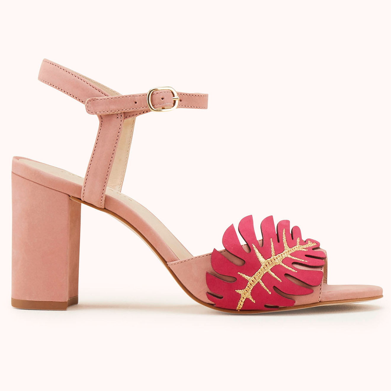 Cosmoparis Sandales en Velours de Cuir Zoran vieux rose - Talon 8 cm