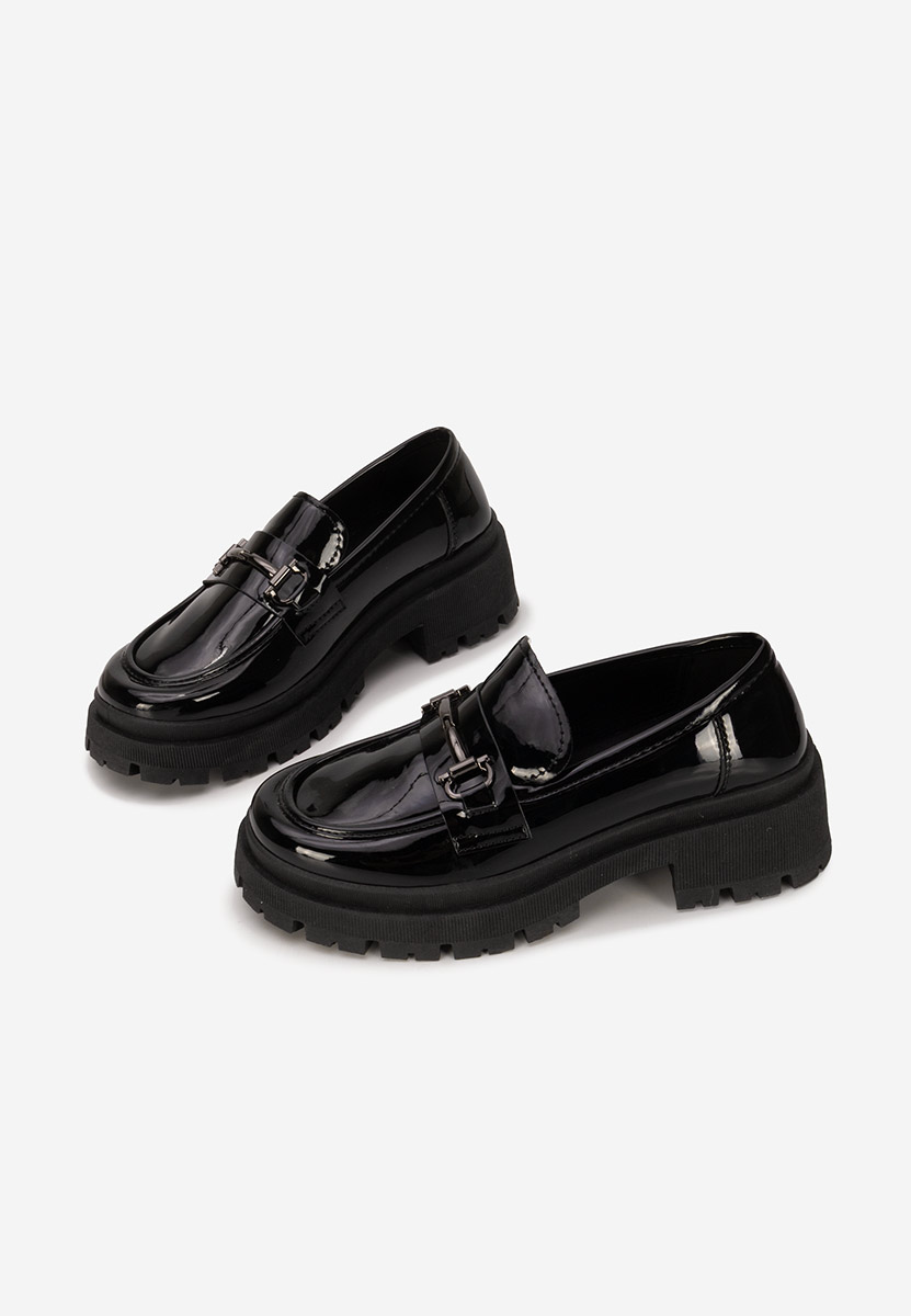 Mocassins pour femme vernis noirs Elvilia