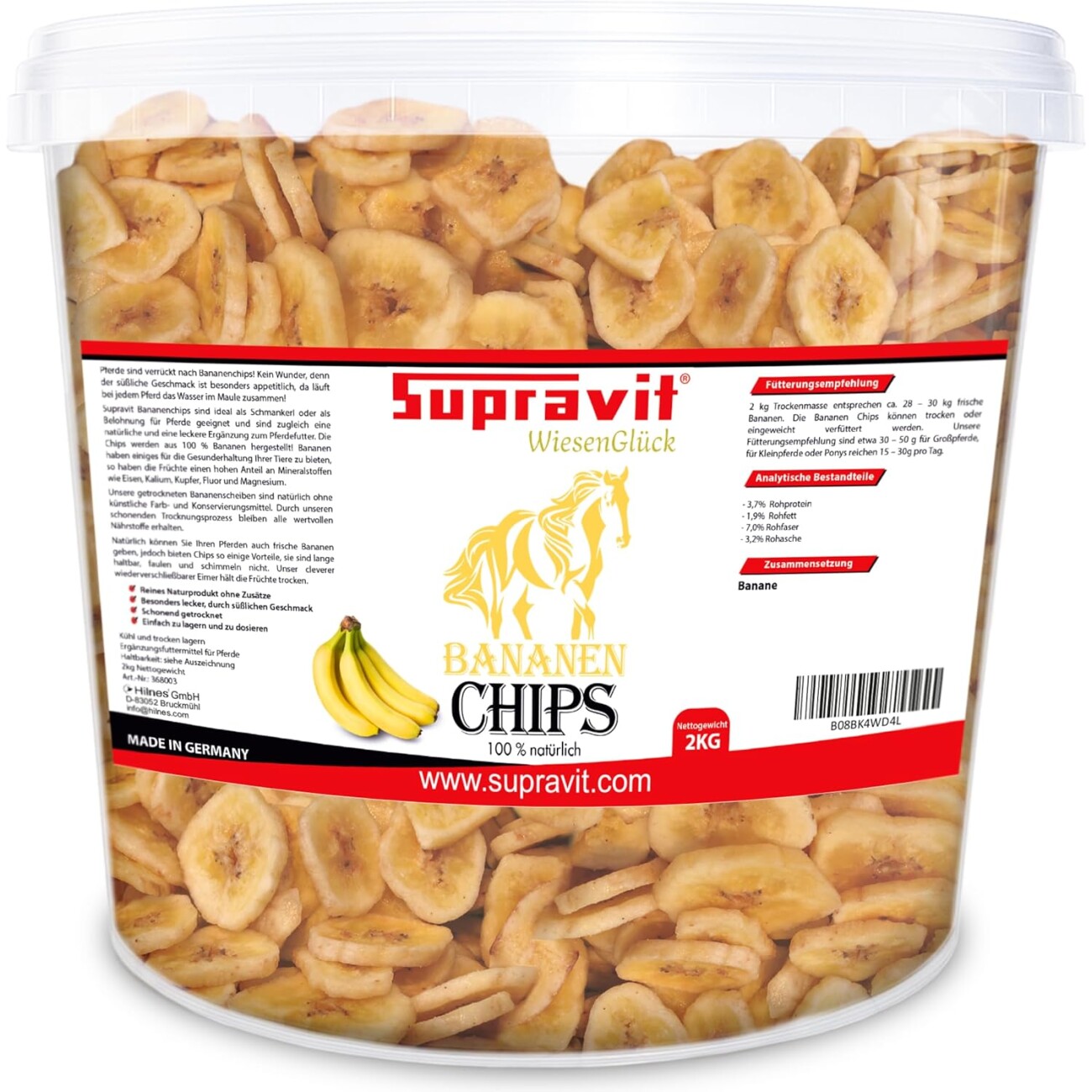 Supravit Bananenchips 2kg Eimer Pferdeleckerli