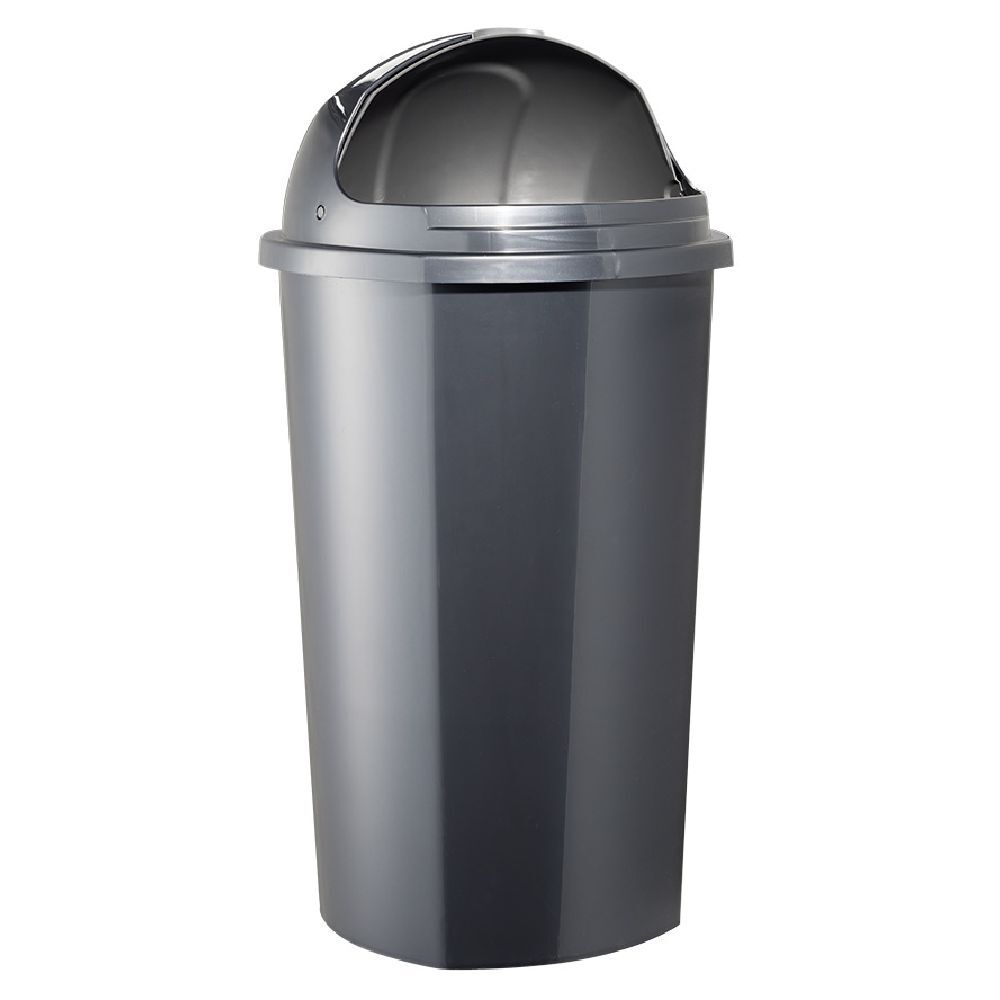 Poubelle à rabat plastique noir gris 50L