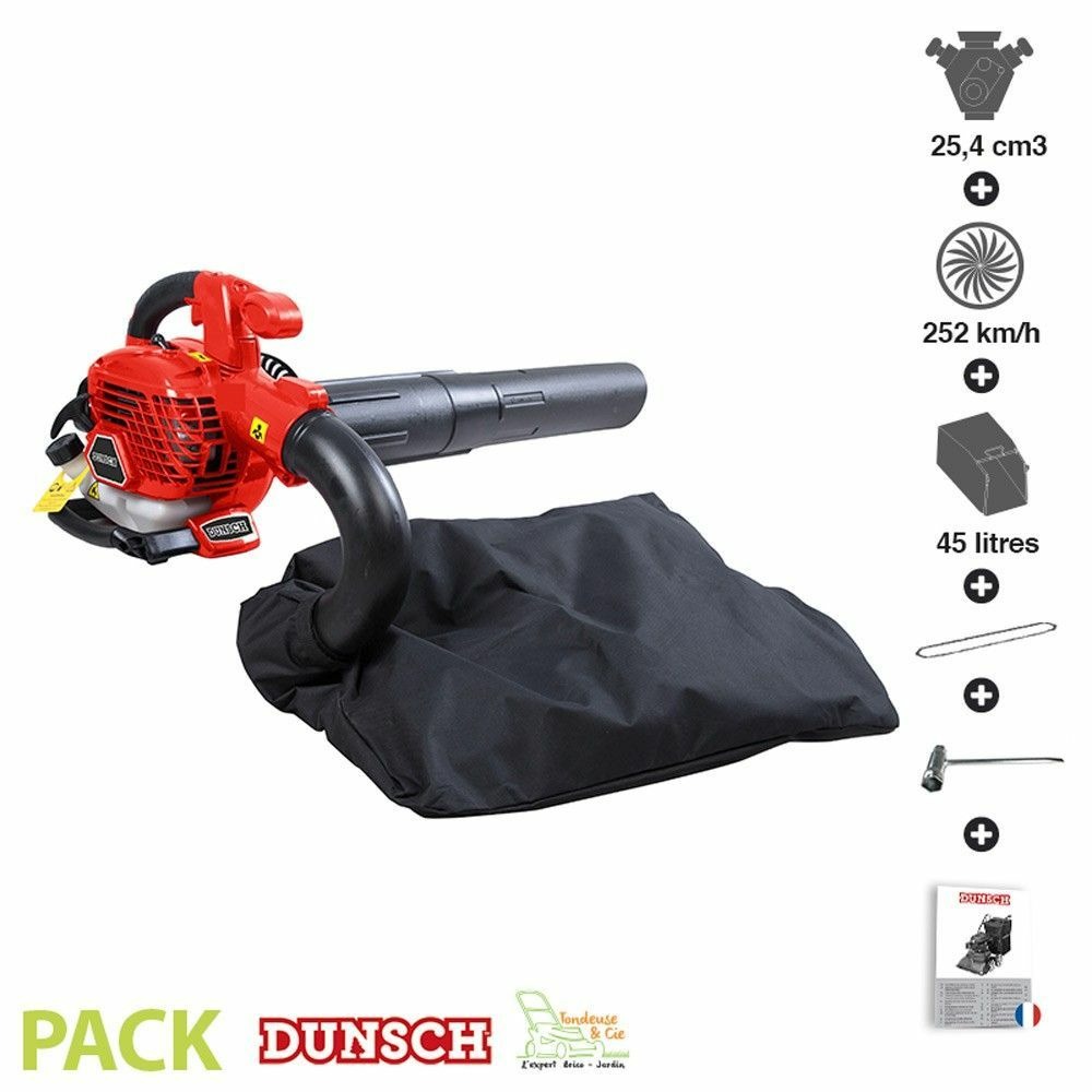 Aspirateur souffleur feuilles thermique 25,4cc 252 km/h 45l dunsch 51254bv3
