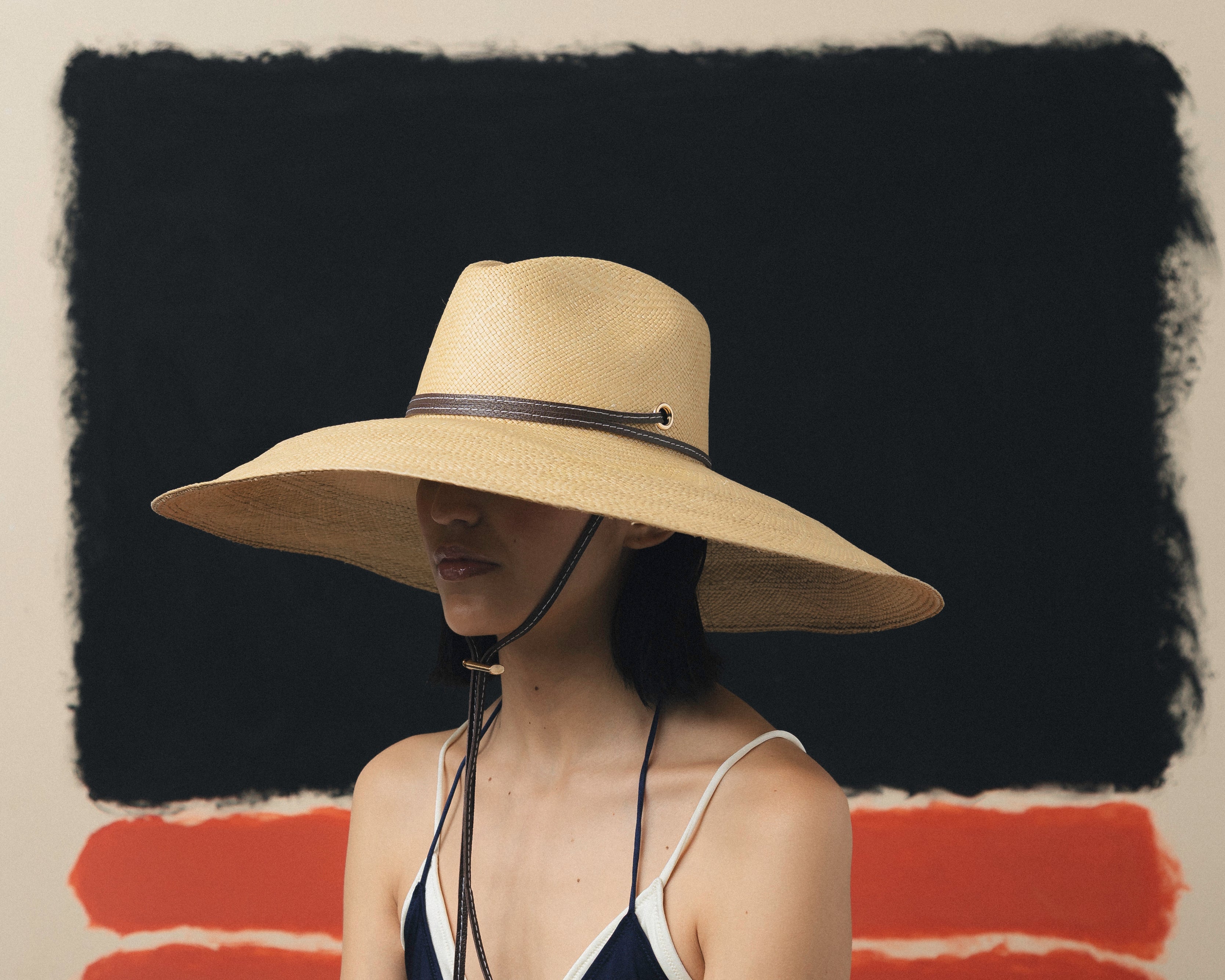 Chapeau Aguacate à bords extra longs avec bandeau en cuir