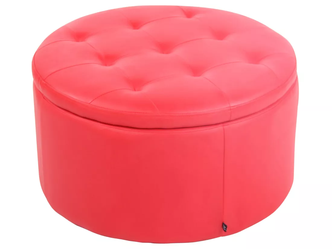 Tabouret - Similicuir & Bois - Rouge - Evora