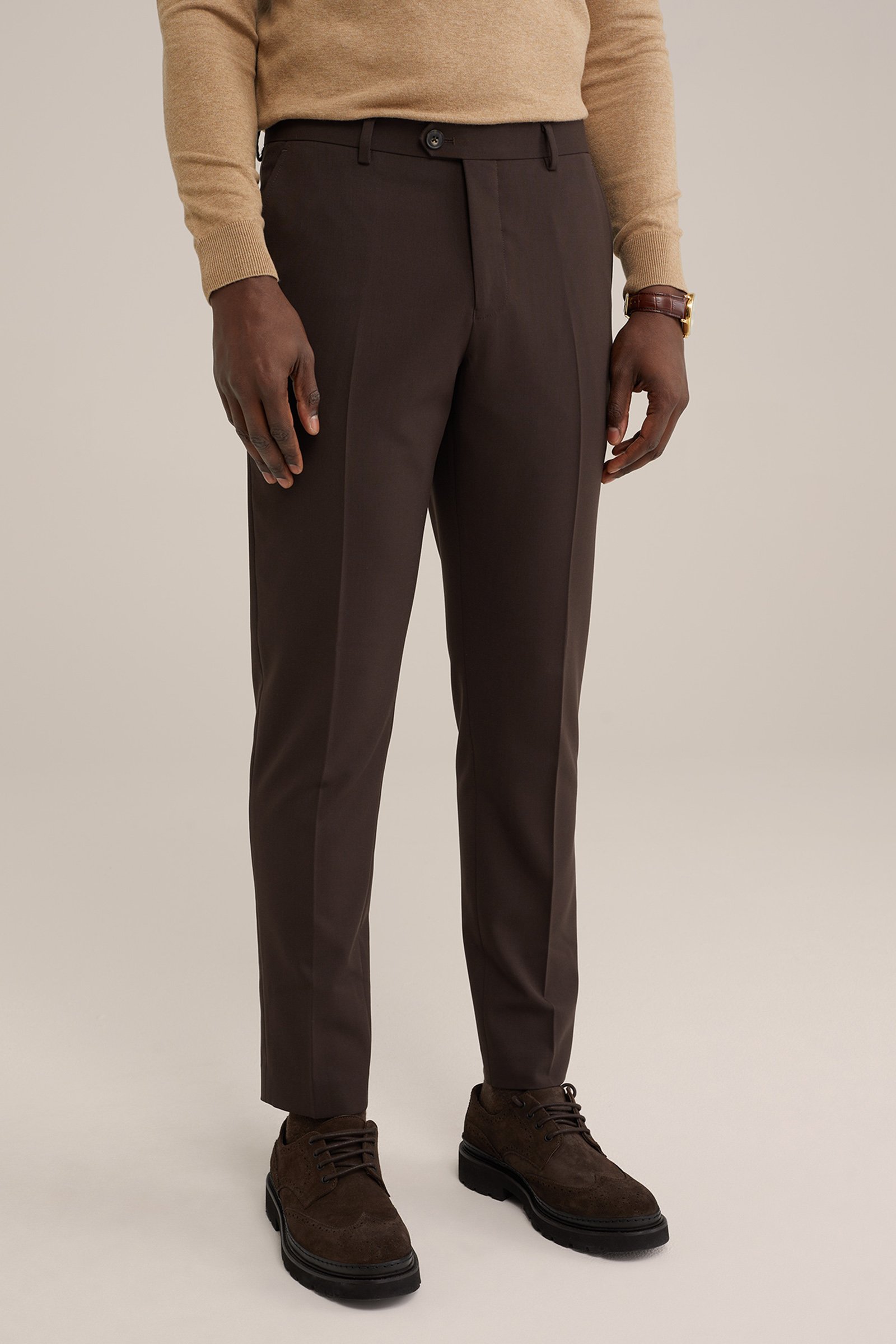 slim fit pantalon Fundamentals Roestbruin
