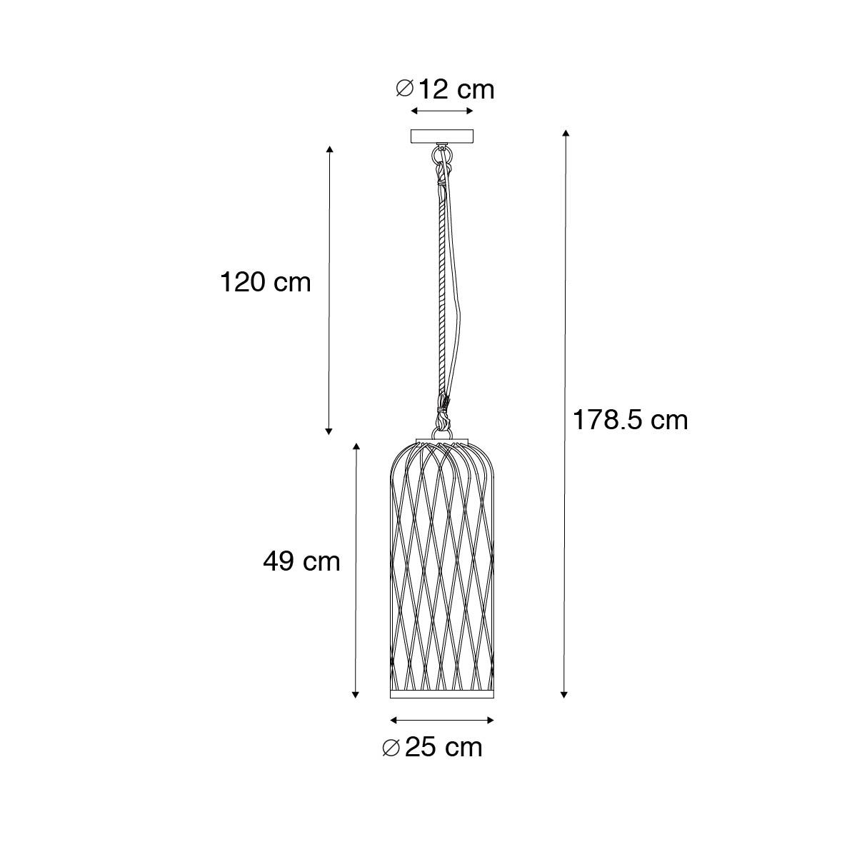 Landelijke buiten hanglamp rotan 25 cm - Calamus