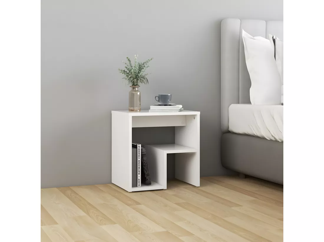 Tables de chevet 2 pièces Blanc 40x30x40 cm Aggloméré