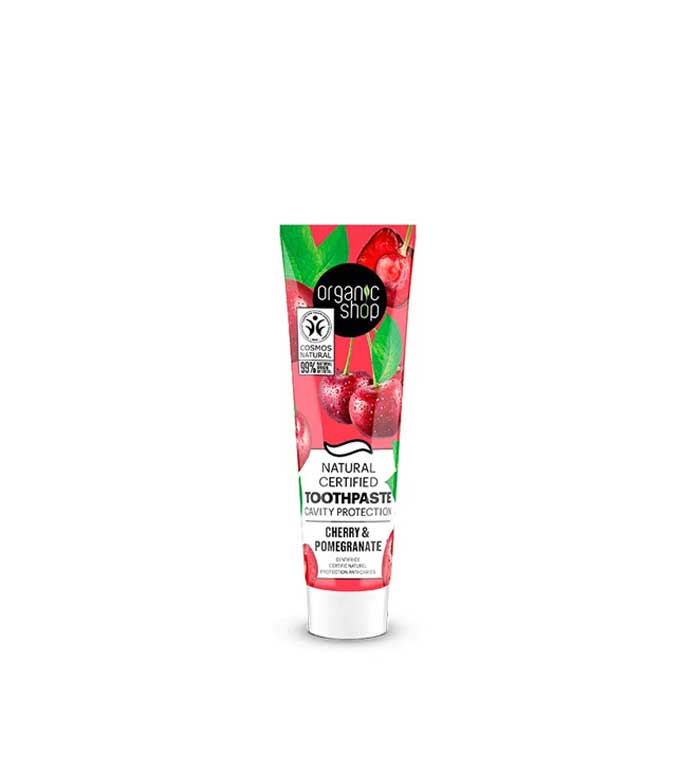 Organic Shop - Pasta dentífrica para protecção das cáries - Cereja e romã