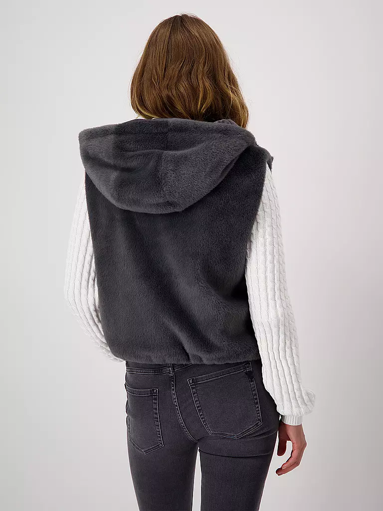 MONARI Gilet in Felloptik  grau