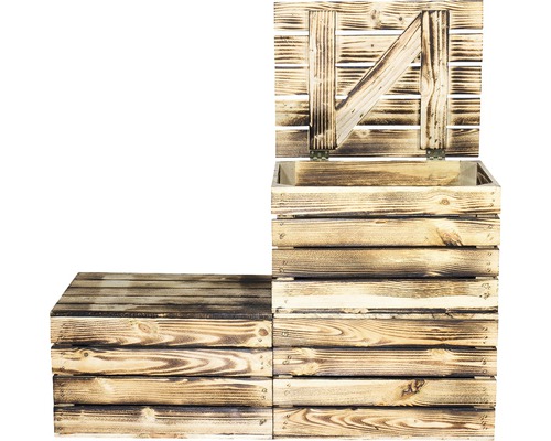 Gevlamde houten kist 50x40x30 cm