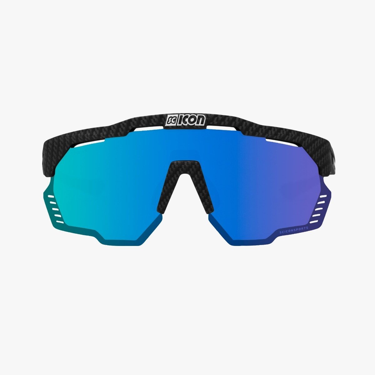 Scicon Aeroshade Kunken cykelbriller Matte Carbon Multimirror Blue