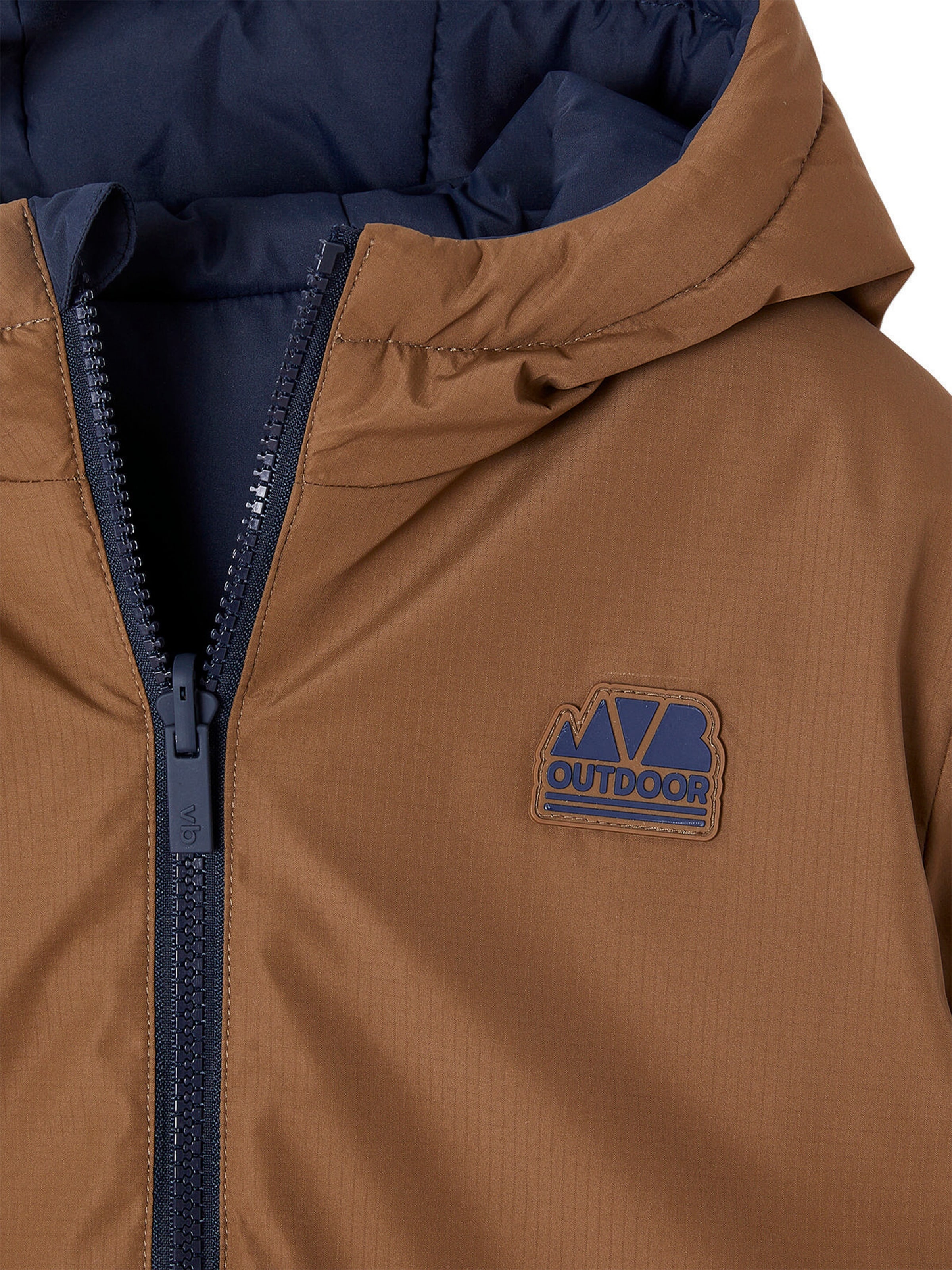 Vertbaudet Wendbare Jungen Jacke mit Kapuze und Recycling-Polyester bronze