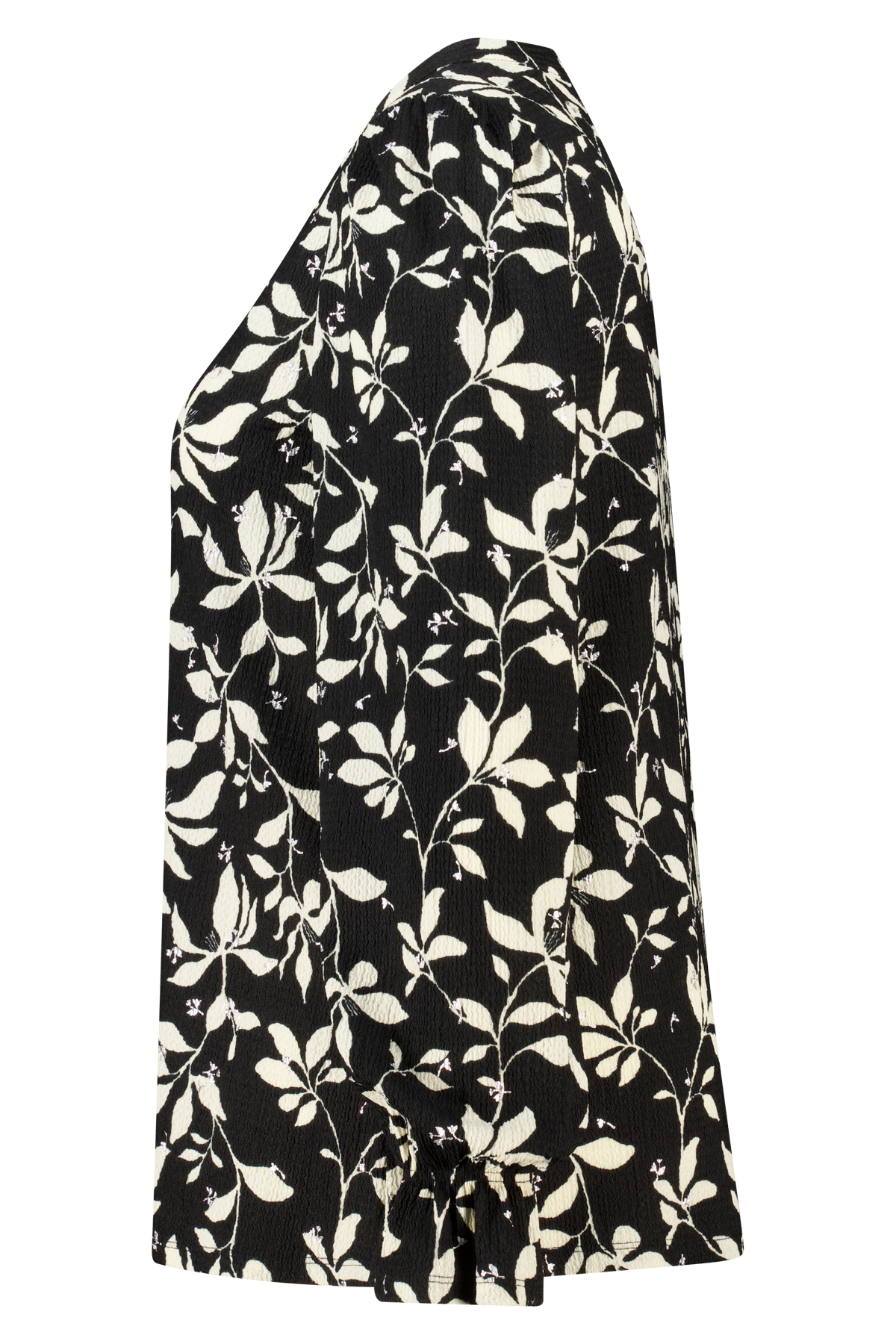 Top met print en stuctuur Multi zwart-wit