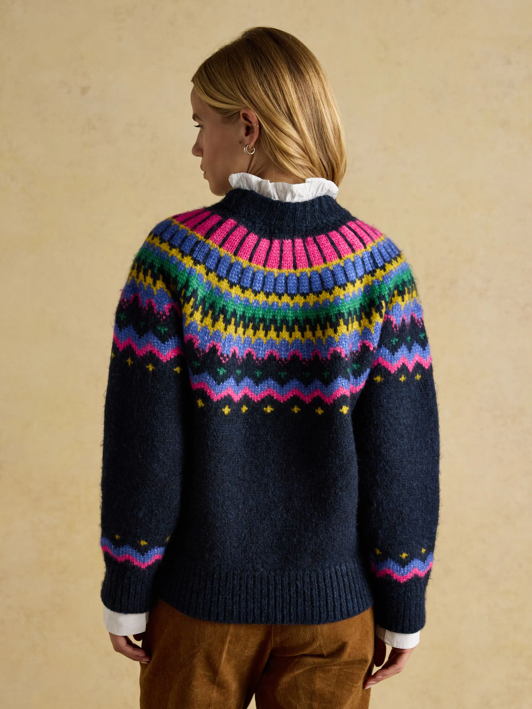 Marineblauw - Joules Charlie Fair Isle Knitted Jumper