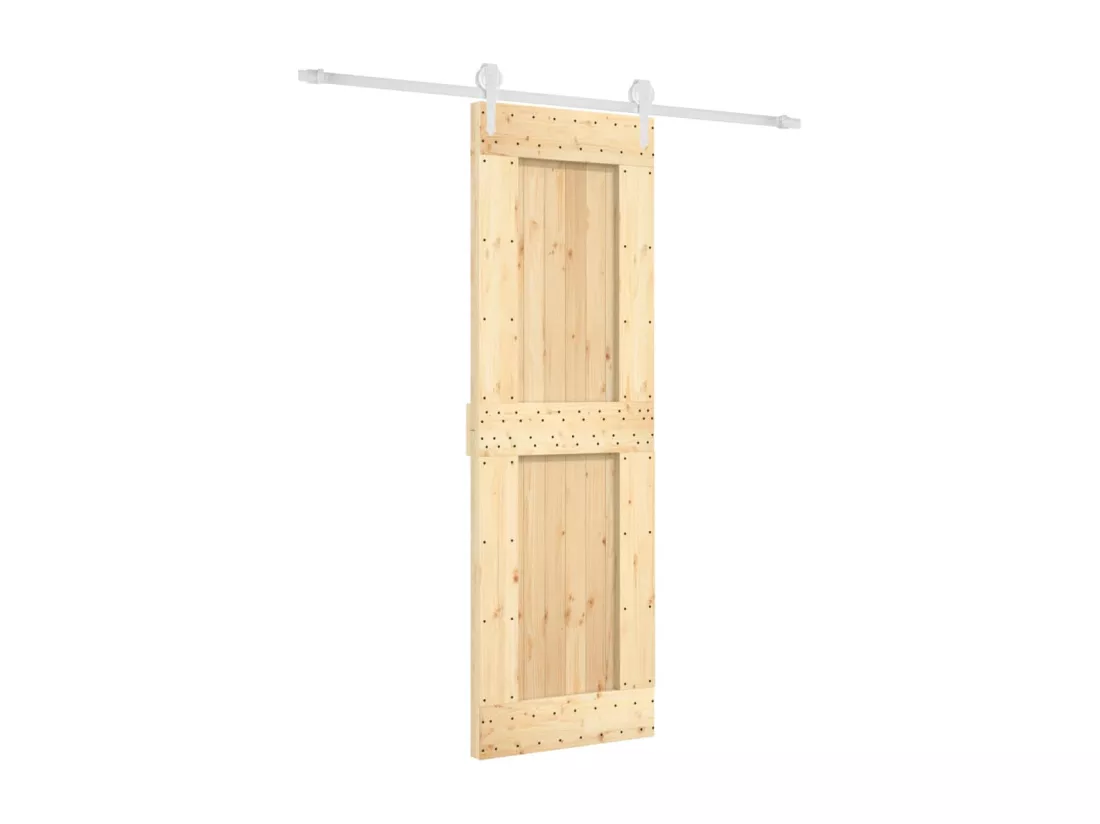 Porte coulissante et kit de quincaillerie 70x210 cm pin massif