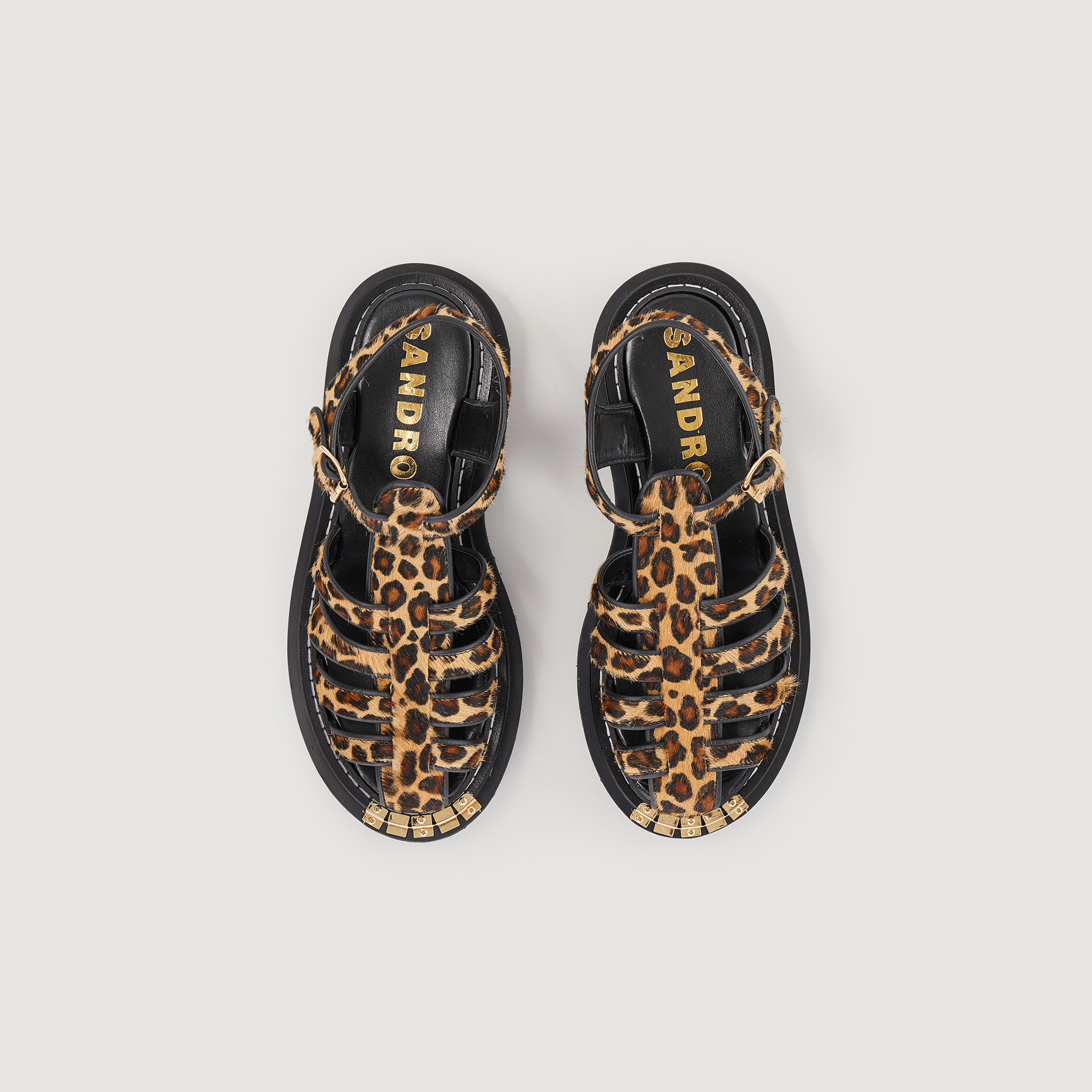 Sandales Olyssa en cuir effet leopard