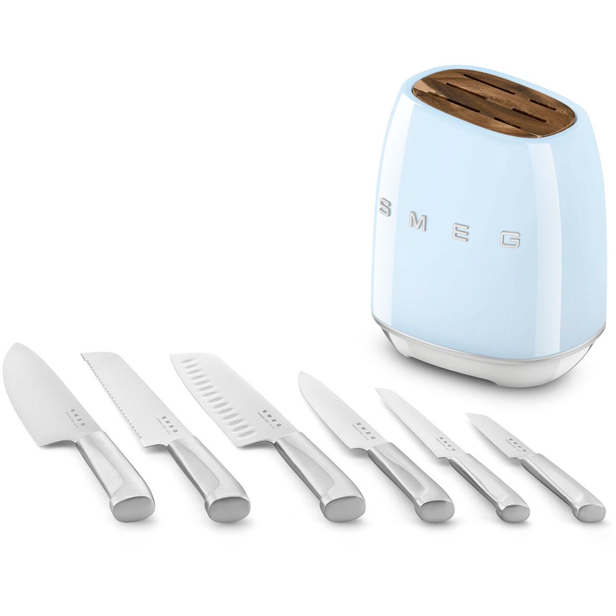 Knivblokk med kniver 6 stk, blå
