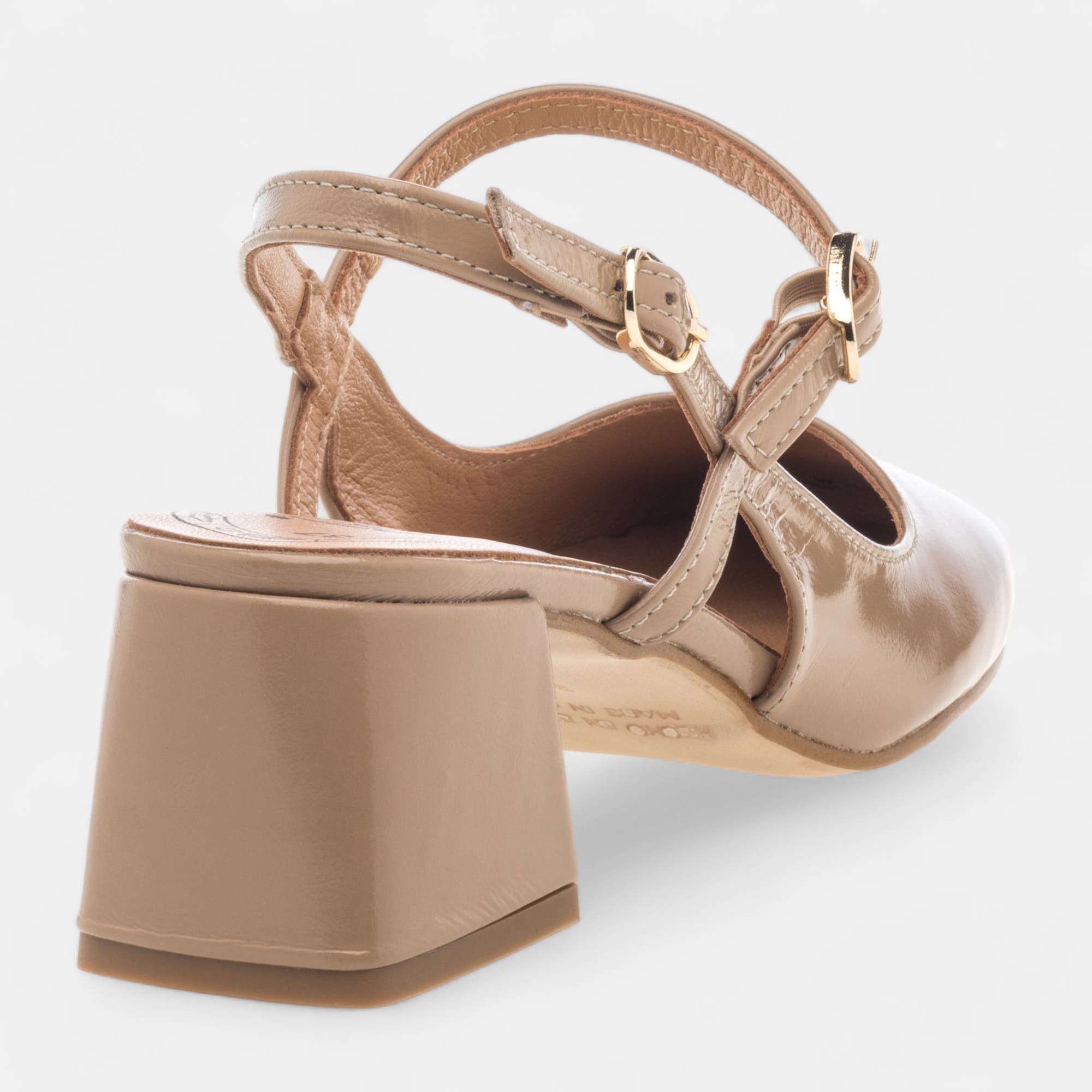 Escarpins avec bride arrière à talon Femme en cuir camel