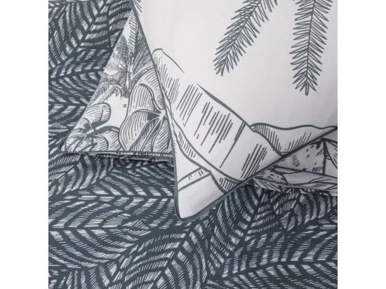 Parure de lit 2 personnes végétal réversible en coton 260x240cm