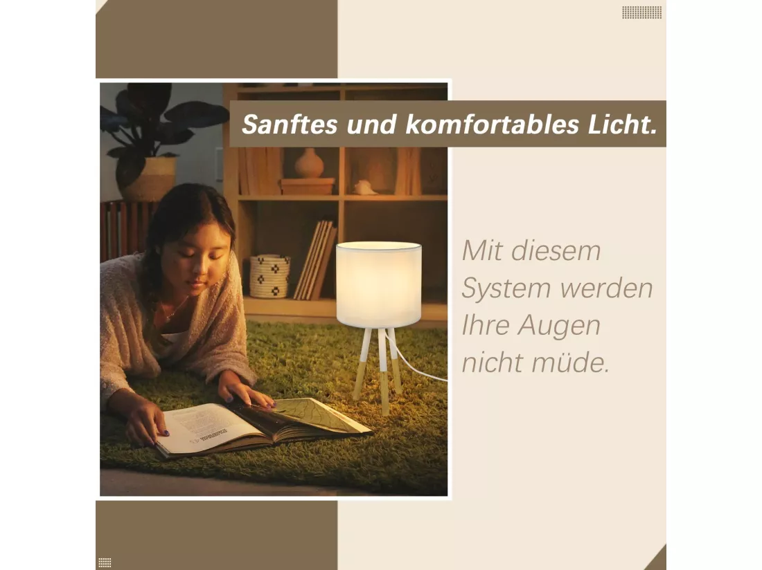 NETTLIFE Lampe de chevet Set de 1 lampes de table Moderne - Lampe de table Salon avec abat-jour en tissu Douille E27 Max. 40W Blanc