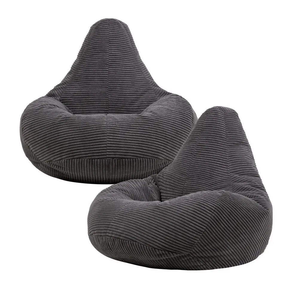 Set van 2 icon Zitzak Dalton - Corduroy Zitzak Volwassenen - Houtskool