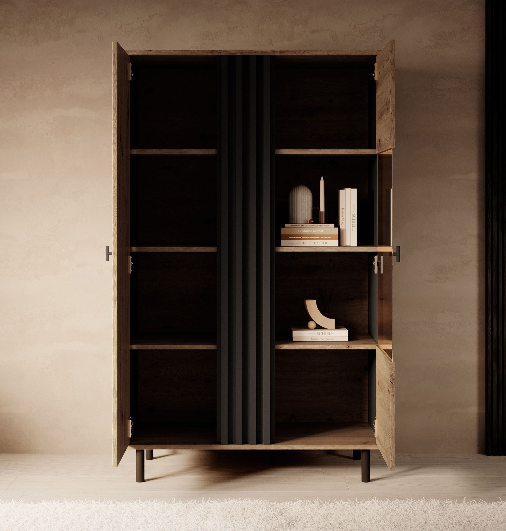 Marcos - Vitrinekast - Eiken/antraciet - 90x40x149 cm