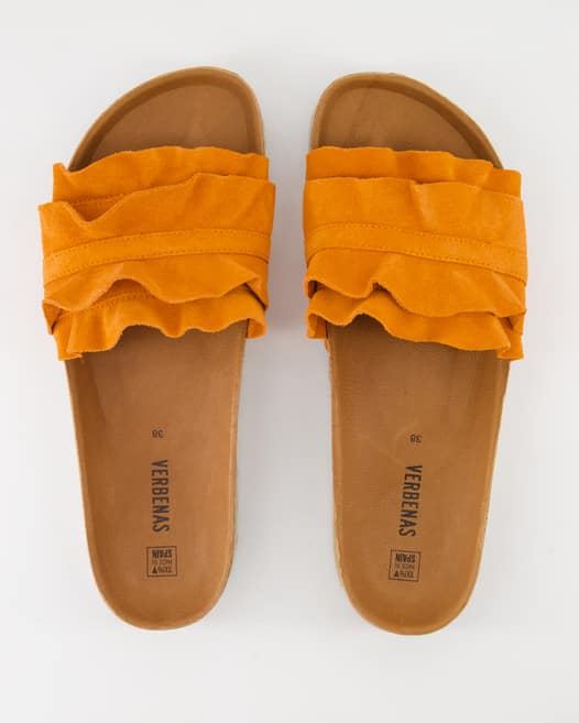 Verbenas Rocio Serraje Volante Pantoletten in Orange