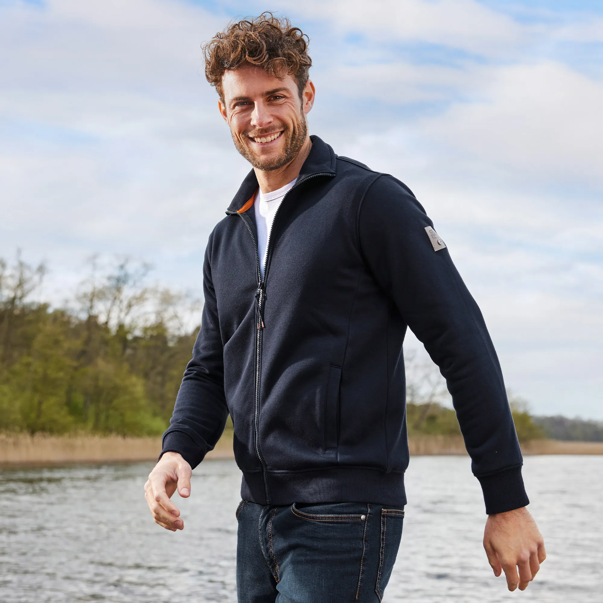Herren-Sweatjacke mit Stehkragen