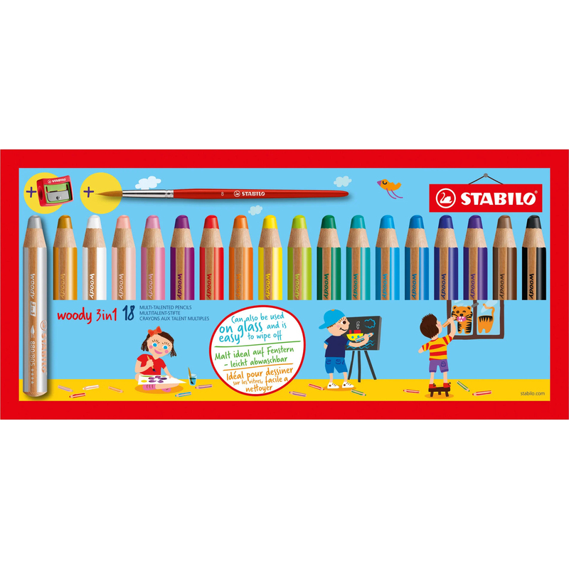 Stabilo Farbstifte Woody 3 in 1, 18 Stück, assortiert