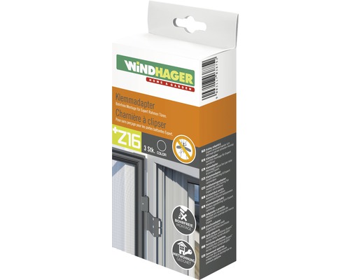 Insectenhor Windhager klemadapter voor kozijndeuren, antraciet, 3 stuks
