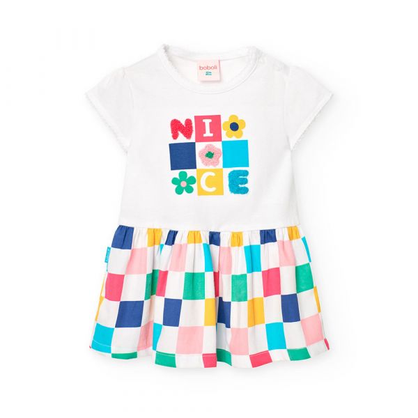 Boboli Vestido Combined White 7 Anos