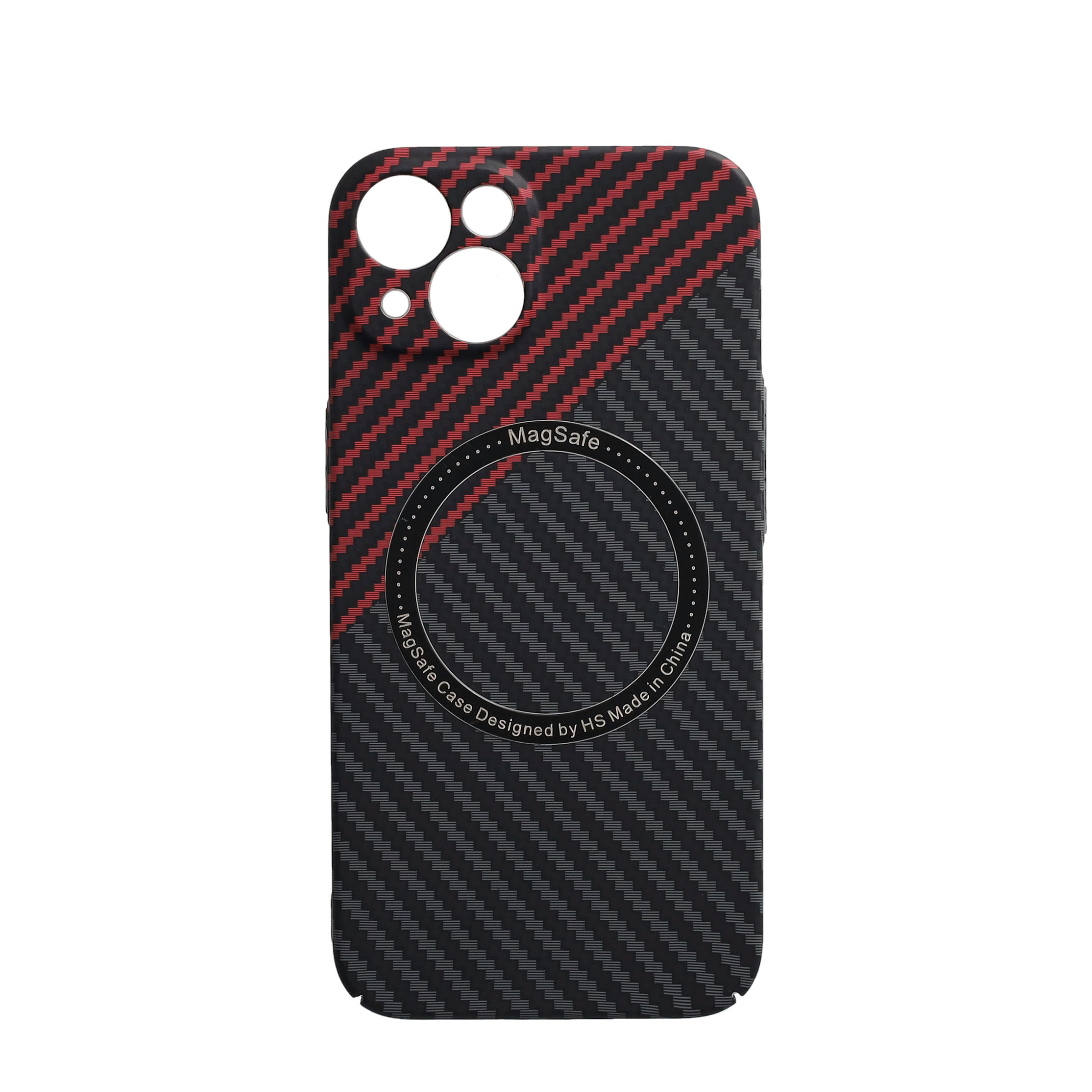 iPhone 13 MagSafe Hardcase Hülle im Carbon Look - Schwarz / Rot