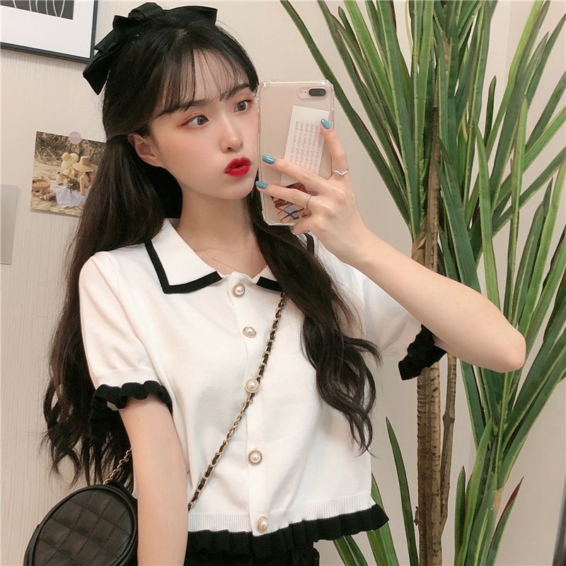 Shinsei - Blouse met korte mouwen en ruches