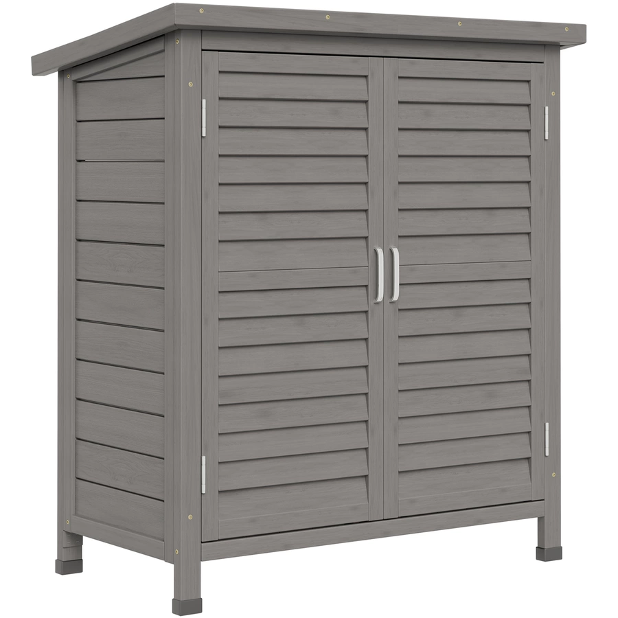 Outsunny Geräteschrank mit Lamellentüren grau