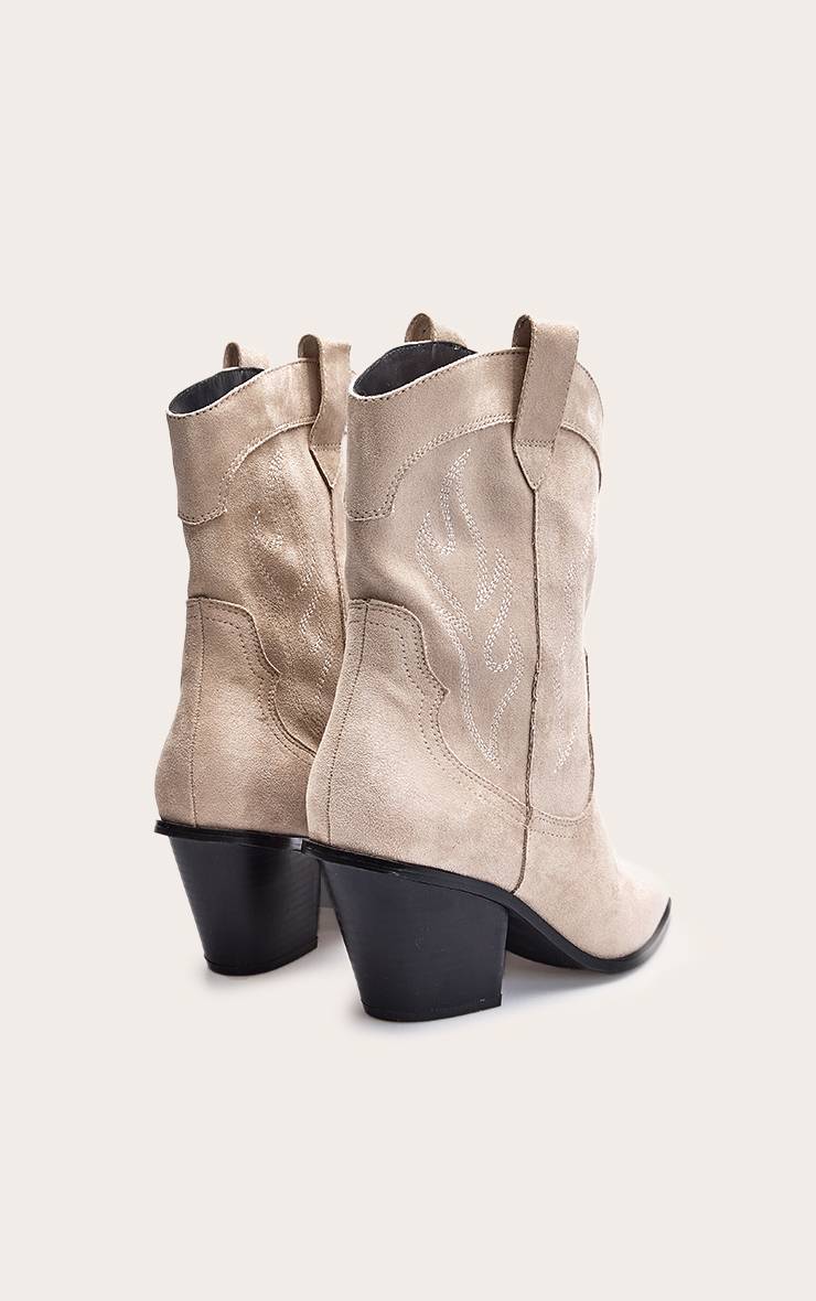 Sable Bottines Western Brodées En Synthétique