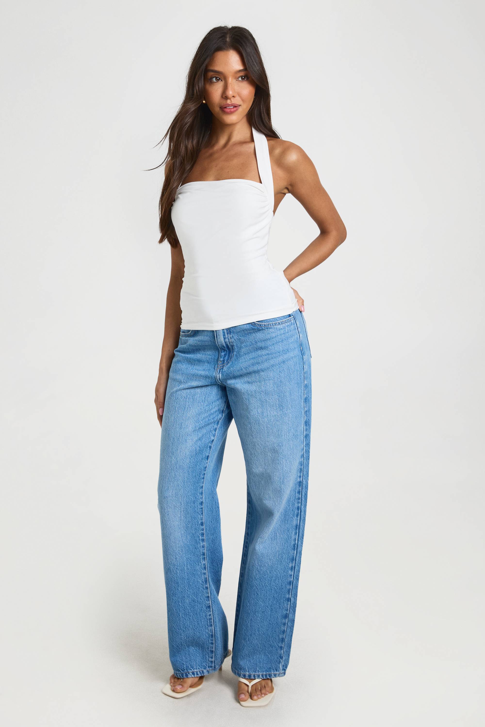 boohoo Haut Licou À Encolure Carrée Froncée