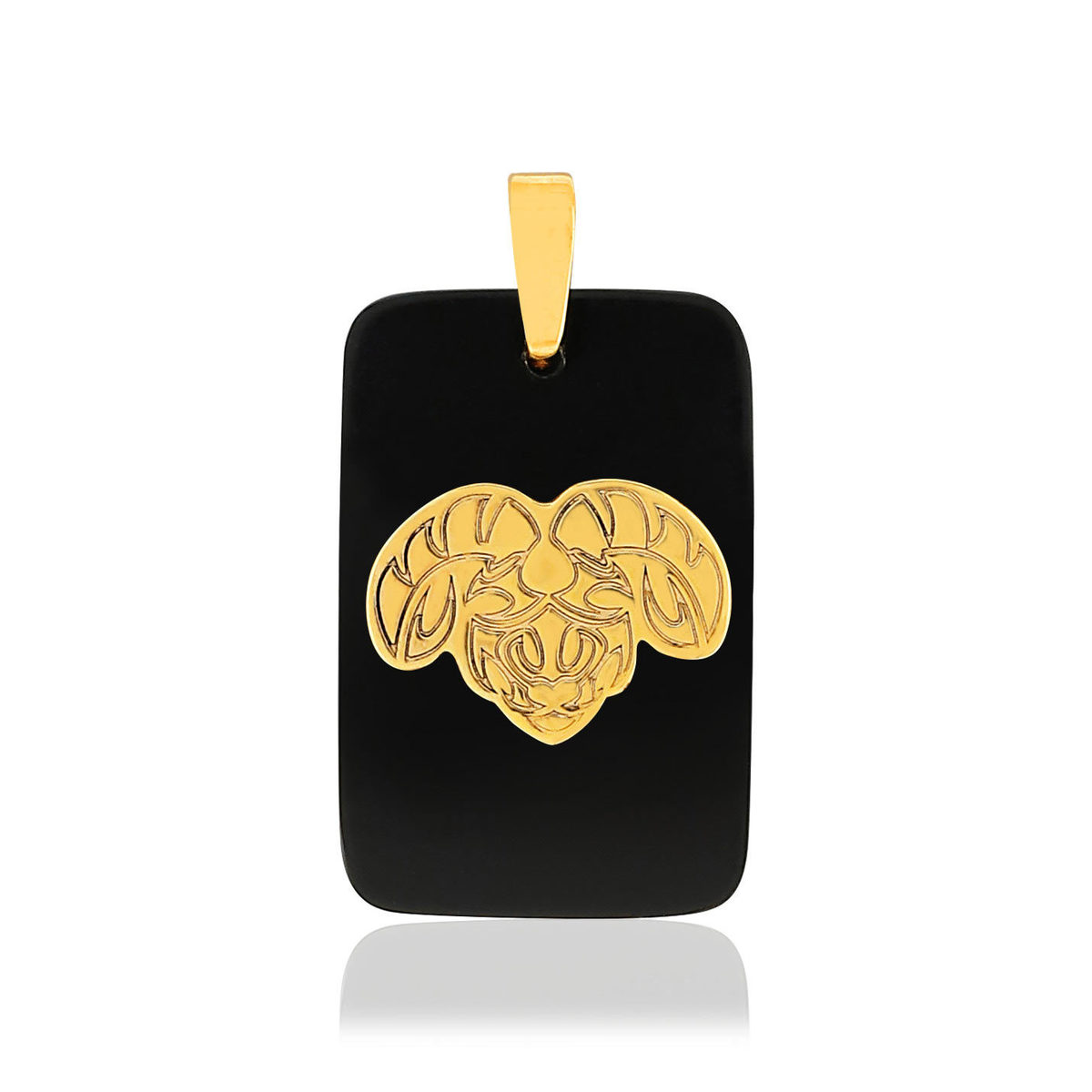 Pendentif or jaune 375 zodiaque bélier onyx noir