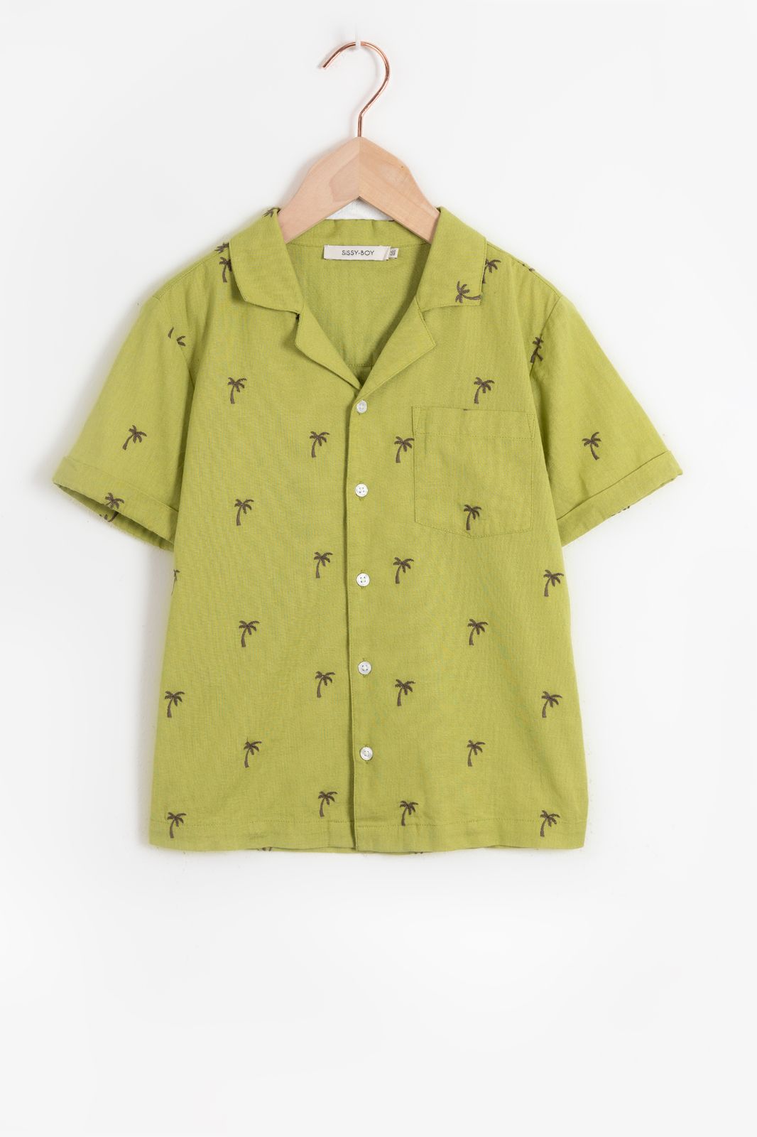 Groen overhemd met palmboom embroidery