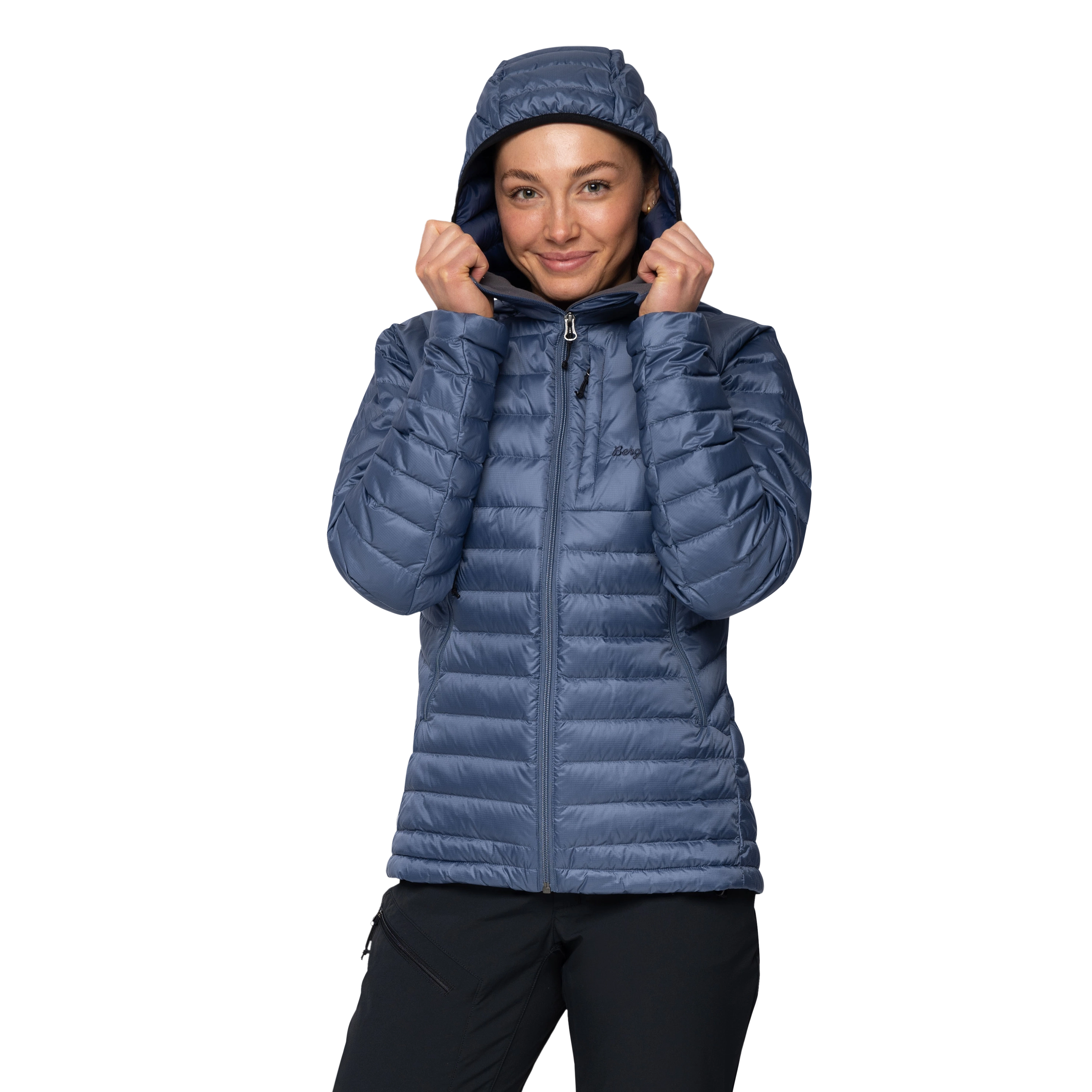 Vaagaa Light Down Jacket Hood Women Granite Blue