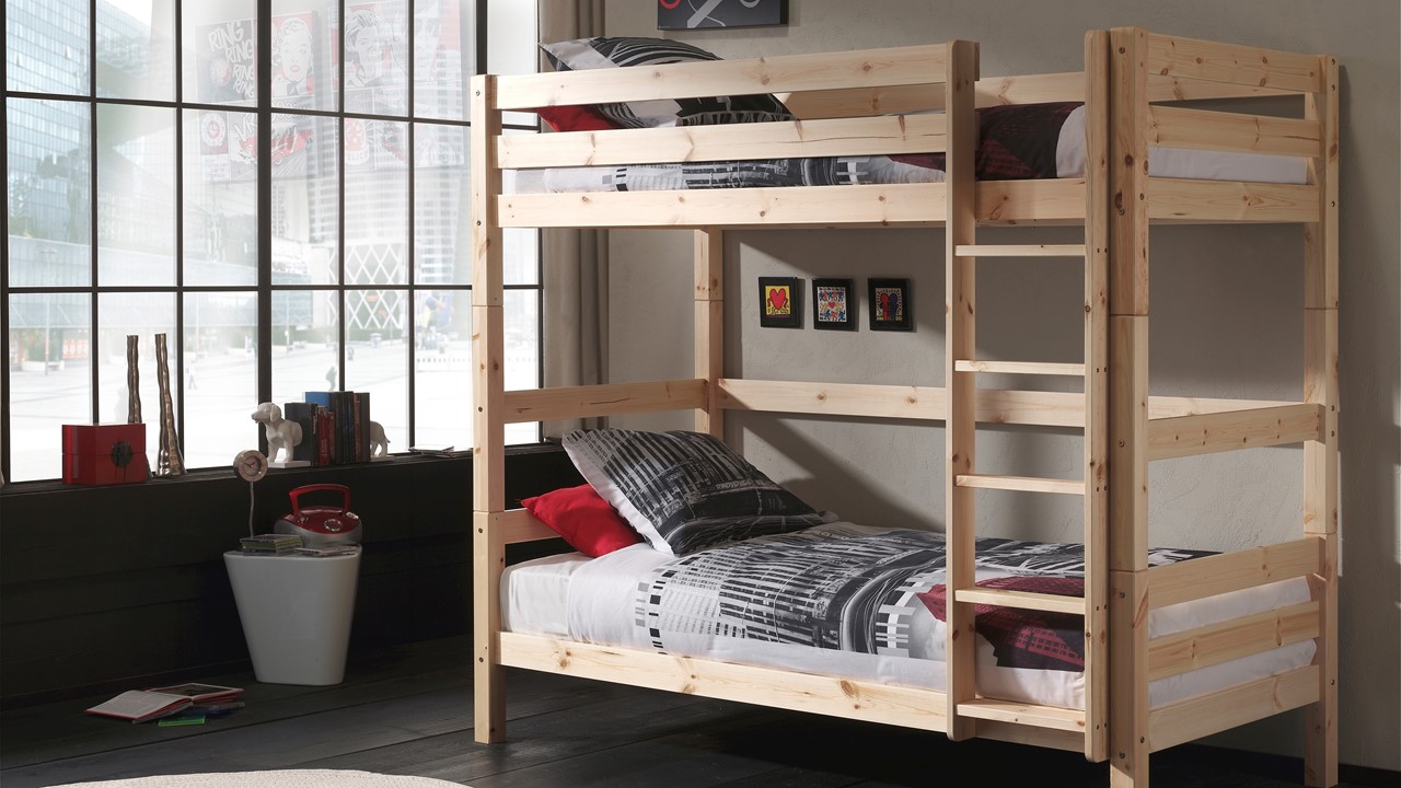 Stapelbed Pino 180 cm hoog natuur