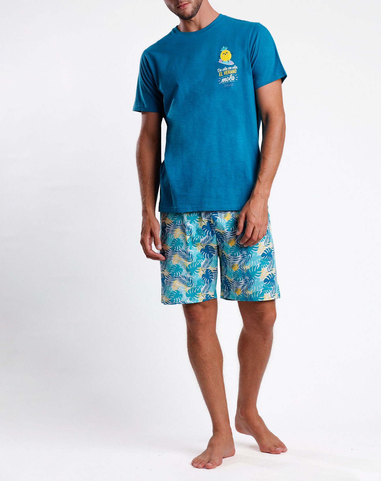 Mr Wonderful Pyjama T-Shirt & Short Théophile bleu océan
