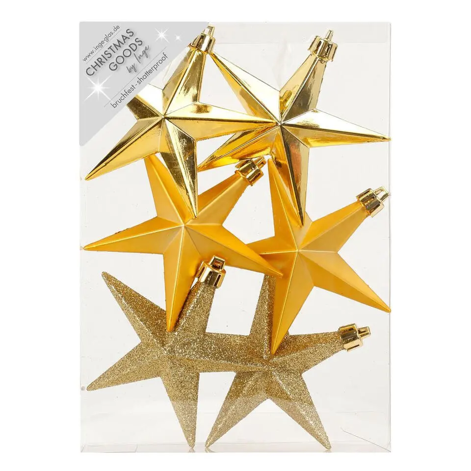Christmas goods Kerstshangers - 6x - sterren - goud - 10 cm