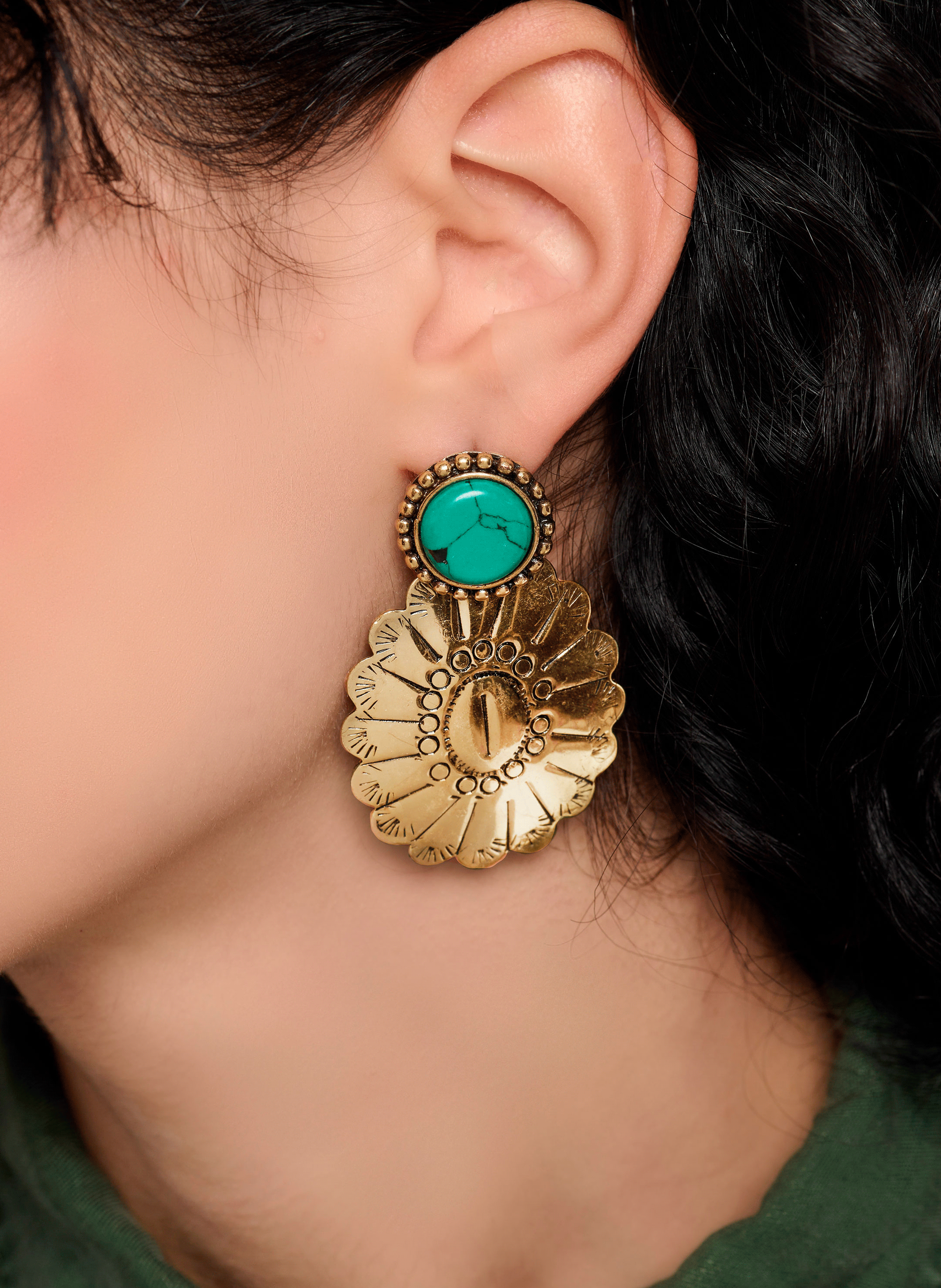 MYRTHA - Boucles d'oreilles pendantes pour oreilles percées en laiton | Doré