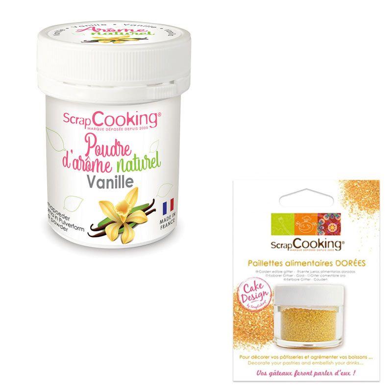 Arôme alimentaire naturel en poudre Vanille + paillettes dorées Scrapc