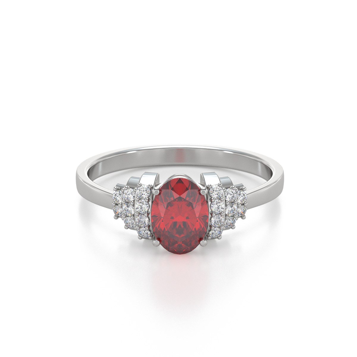 Bague ADEN Or 585 Blanc Rubis et diamants 2.24grs